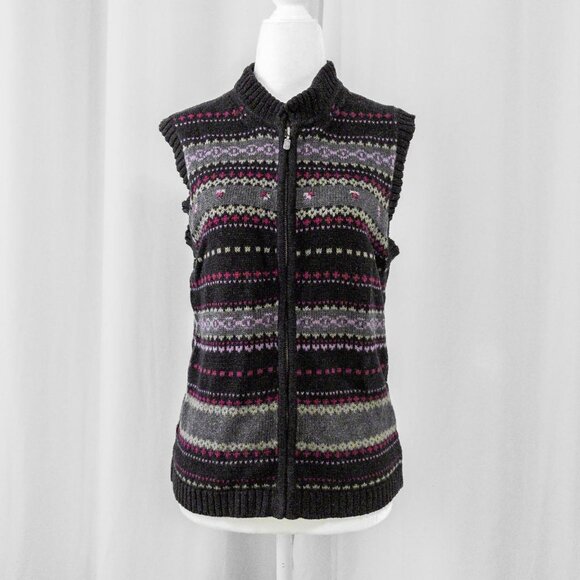 Black Grandma Knit  Sweater Vest - Picture 1 of 4